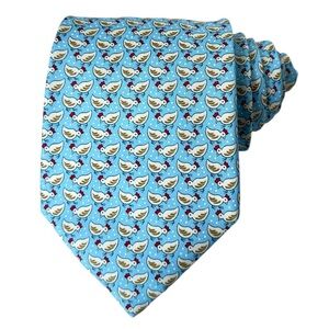 Hermès Paris Silk Tie Blue Bird Pattern Made in France Novelty Luxury